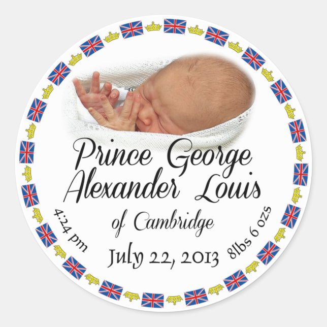 Sticker Rond Royal Baby - Prince George Alexander Louis (Devant)