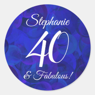 Sticker Rond Royal Blue 40 et Fabuleux Anniversaire Favor