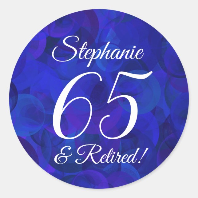 Sticker Rond Royal Blue 65 et Retraité Favor (Devant)