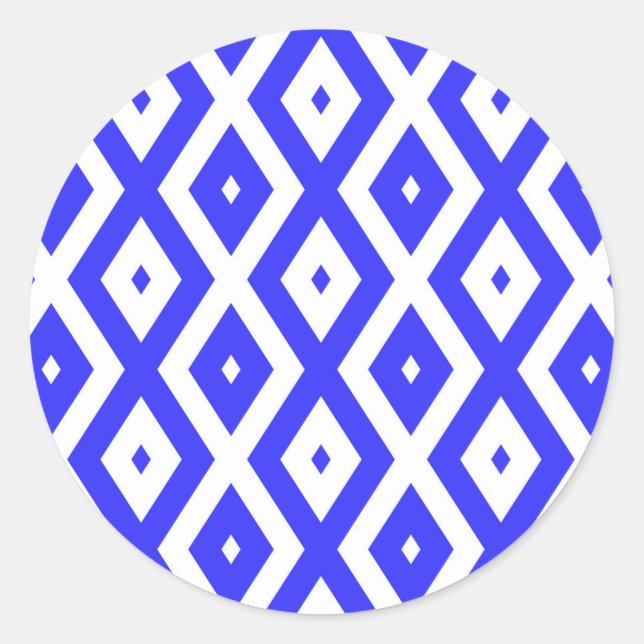 Sticker Rond Royal blue and white diamond pattern (Devant)