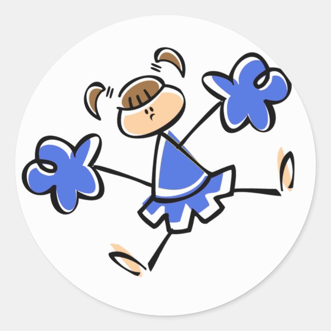 Sticker Rond Royal Blue and White Pom-pom girl (Devant)
