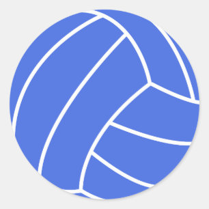 Sticker Rond Royal Blue and White Volleyball