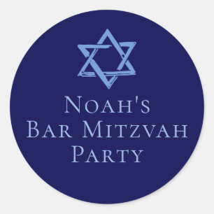 Sticker Rond Royal Blue Bar Mitzvah Party Star de David
