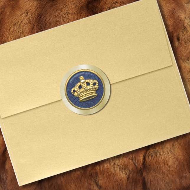 Sticker Rond Royal Blue Gold Crown (Créateur téléchargé)