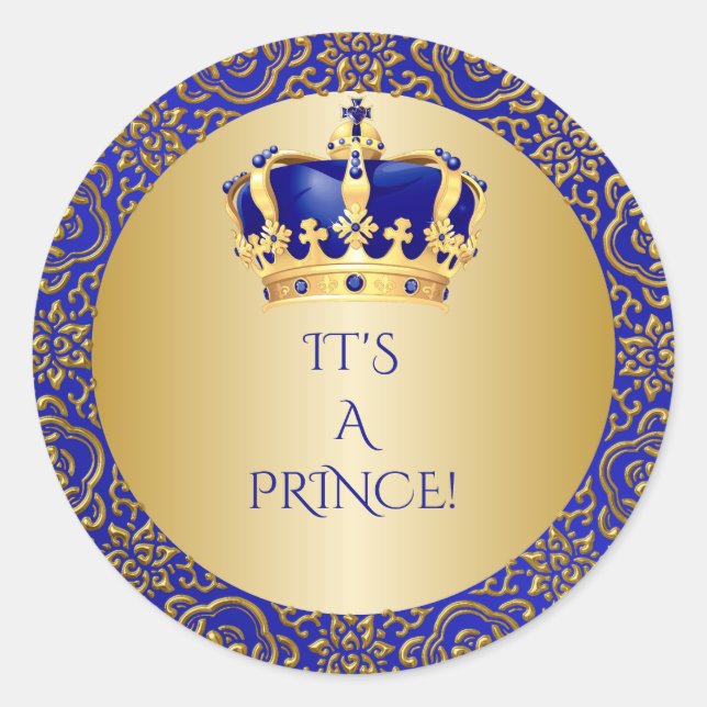 Sticker Rond Royal Blue & Gold Little Prince Crown (Devant)