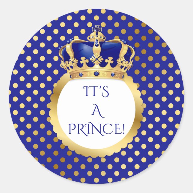 Sticker Rond Royal Blue & Gold Little Prince Crown (Devant)