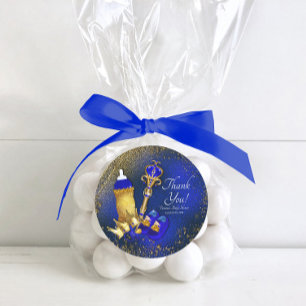 Sticker Rond Royal Blue Gold Prince Baby shower