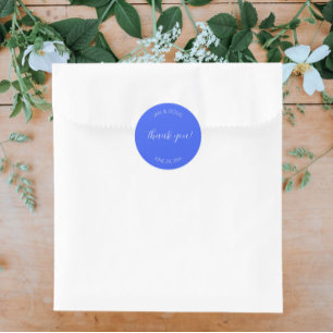 Sticker Rond Royal Blue Stylisé Merci Mariage