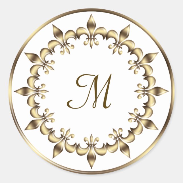 Sticker Rond Royal Fleur De Lis Monogramme (Devant)