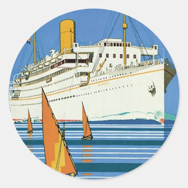 Sticker Rond Royal Mail "Atlantis Cruises" (Devant)