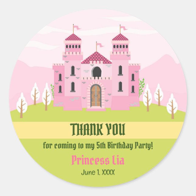 Sticker Rond Royal Princess Girl Birthday Party (Devant)