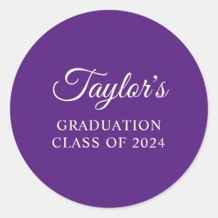 Sticker Rond Royal Purple Stylish Script Graduation