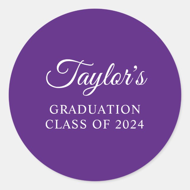 Sticker Rond Royal Purple Stylish Script Graduation (Devant)