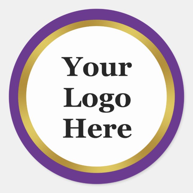 Sticker Rond Royal Purple White Gold Votre logo ici Modèle (Devant)