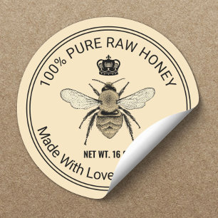 Sticker Rond Royal Queen Bee Apiary Beehive Honey Jar