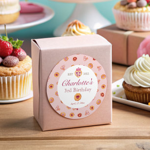 Sticker Rond Royal Tea Party Motif rose Anniversaire