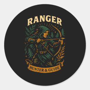 Sticker Rond Rpg Gamer Ranger D20 Dice Nerdy Geek Hommes Femmes