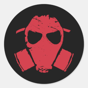 Sticker Rond rrc - masque à gaz rouge