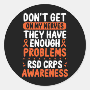 Sticker Rond Rsd Crps Guerrier Orange Ribbon Sur Mes Nerfs Crps