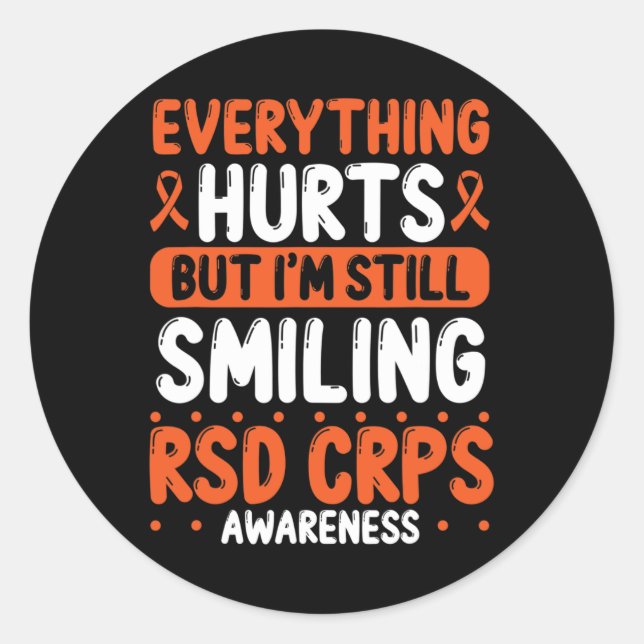 Sticker Rond RSD CRPS Guerrier Orange Ribbon toujours souriant  (Devant)