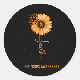 Sticker Rond Rsd Crps Sensibilisation Foi Fleur Faisée Ruban