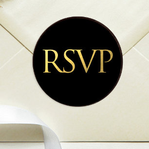 Sticker Rond RSVP Black et Faux Gold Foil
