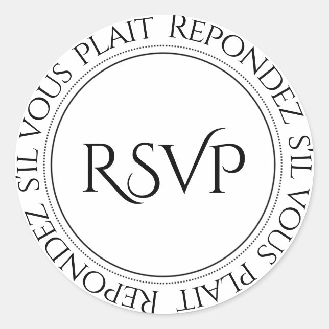Sticker Rond RSVP Français Elegant Enveloppe Seals (Devant)