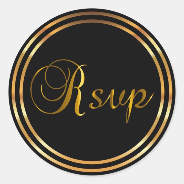 Sticker Rond RSVP | Noir et or (Devant)
