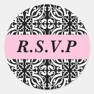 Sticker Rond RSVP - Personnalisable (Damas noir et blanc)