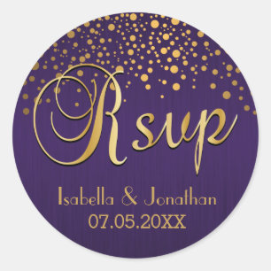 Sticker Rond RSVP   Points d'or et pourpre   Personnaliser