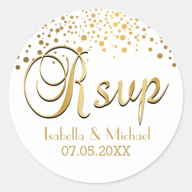 Sticker Rond RSVP | Points d'or | Personnaliser (Devant)
