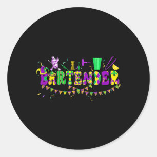 Sticker Rond Rtender Mardi Gras Costume Coloré Défilés Fier