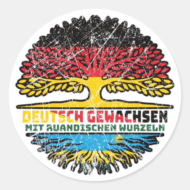 Sticker Rond Ruanda Ruandisch Deutsch Deutschland Baum Wurzel (Devant)