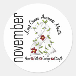 Sticker Rond Ruban 1 de fleur de mois de conscience de cancer