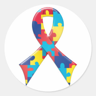 Sticker Rond Ruban A4 de sensibilisation sur l'autisme