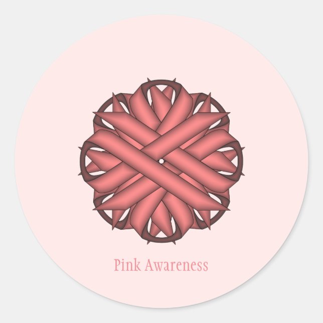 Sticker Rond Ruban aux fleurs roses par Kenneth Yoncich (Devant)
