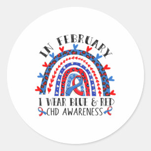 Sticker Rond Ruban bleu arc-en-ciel de sensibilisation à la Chd