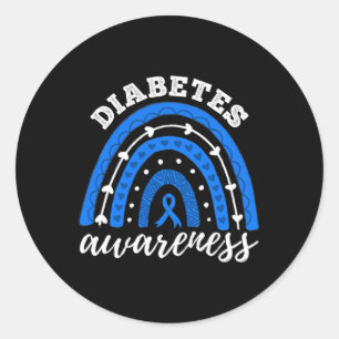 Sticker Rond Ruban bleu arc-en-ciel T1d Type 1 Sensibilisation