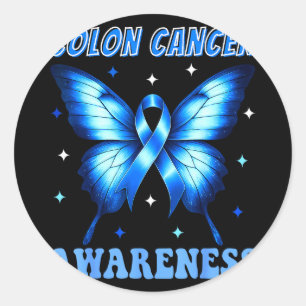 Sticker Rond Ruban bleu de sensibilisation au cancer colorectal