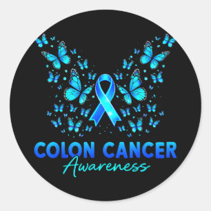 Sticker Rond Ruban bleu de sensibilisation au cancer colorectal