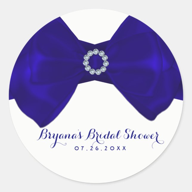 Sticker Rond Ruban bleu Royal & Diamonds Elegance Invitations (Devant)