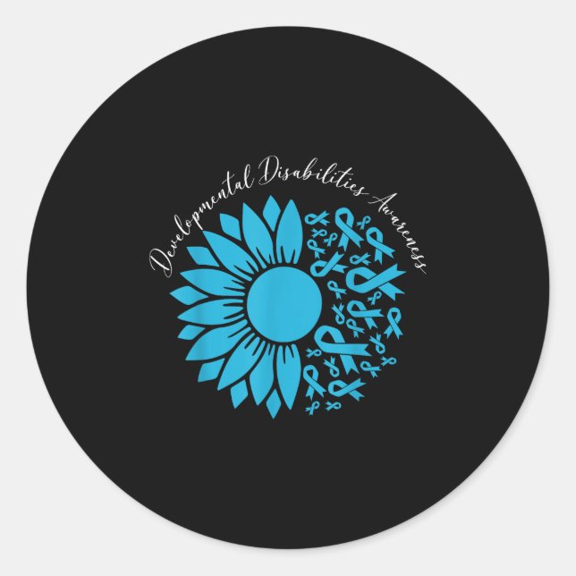 Sticker Rond Ruban bleu tournesol pour les handicaps de dévelop (Devant)