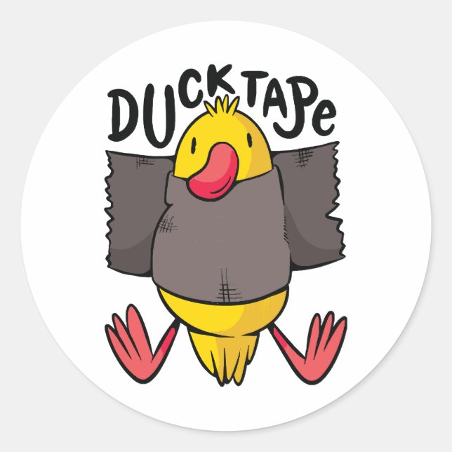 Sticker Rond Ruban Canard Drôle (Devant)