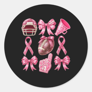 Sticker Rond Ruban Coquette Rose Sensibilisation au Cancer du S