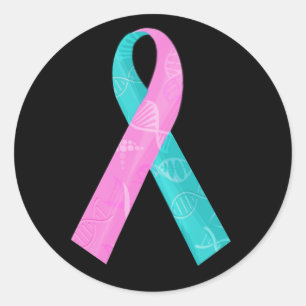 Sticker Rond Ruban d'ADN de BRCA rose et Turquoise