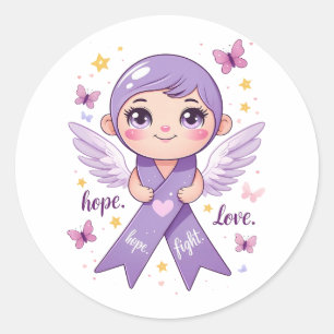 Sticker Rond Ruban d'amour violet