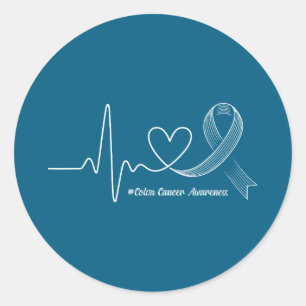 Sticker Rond Ruban de battement de coeur soutien de sensibilisa