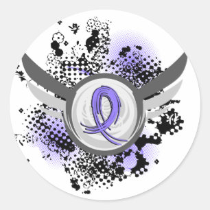 Sticker Rond Ruban de bigorneau et Cancer oesophagien d'ailes