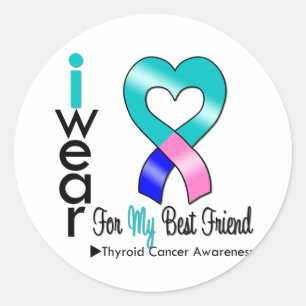 Sticker Rond Ruban de cancer de la thyroïde pour mon meilleur