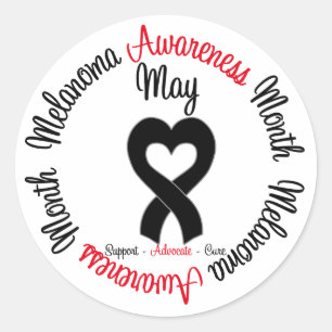 Sticker Rond Ruban de coeur de mois de conscience de mélanome